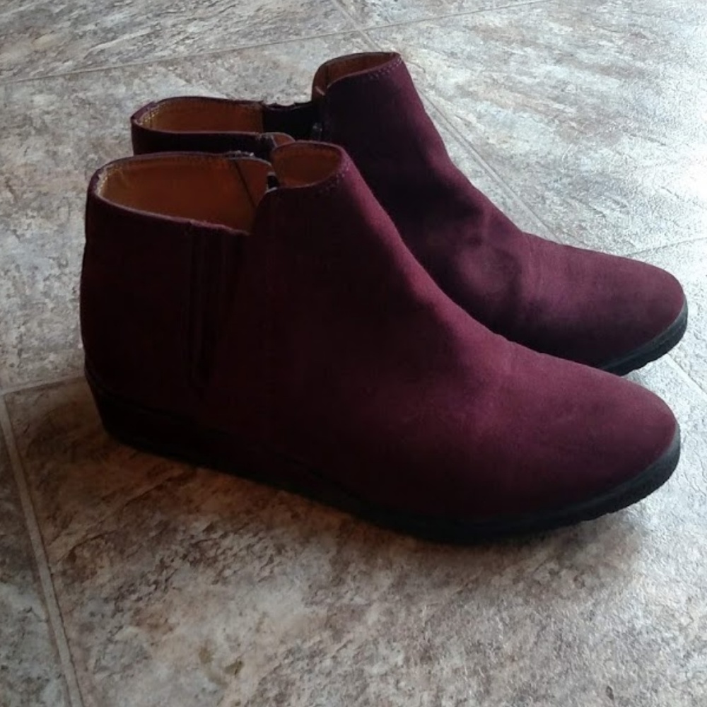 Franco Sarto Suede Wedge Zip up Booties